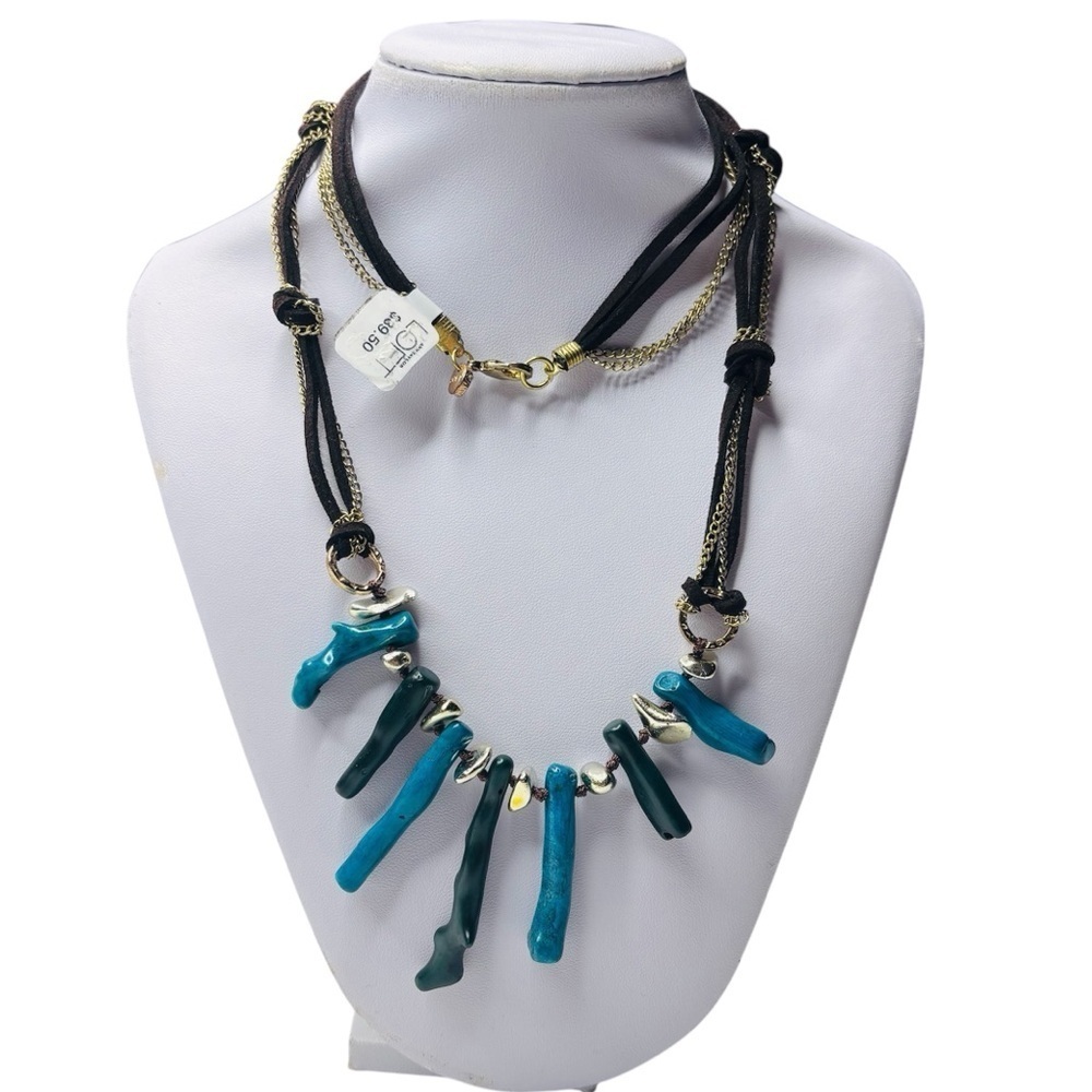 LOFT Teal And Brown Necklace